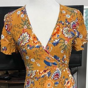 Mustard yellow floral dress